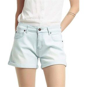 Mudd Womens Denim Shorts Low Rise Roll Cuffed Hem Cotton Light Blue Size 5